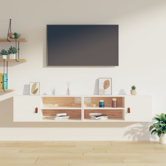 vidaXL Väggskåp 2 st vita 60x30x30 cm massiv furu