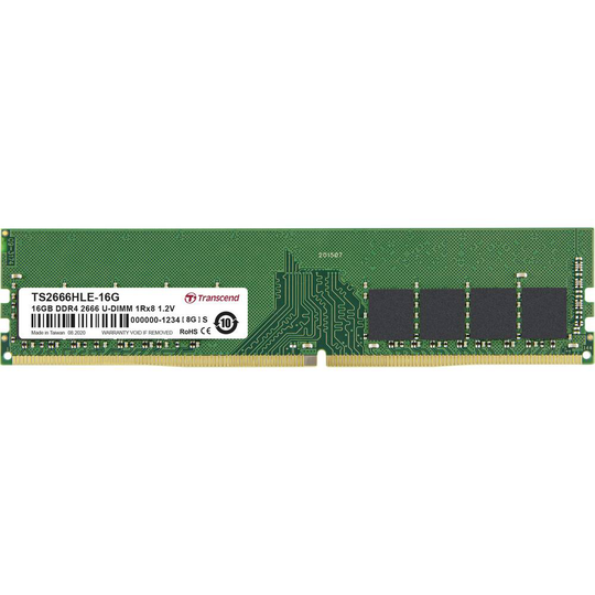 Transcend TS2666HLE-16G Internminne Desktop Modul 16 GB 1 x 16 GB DDR4 2666 MHz CL19