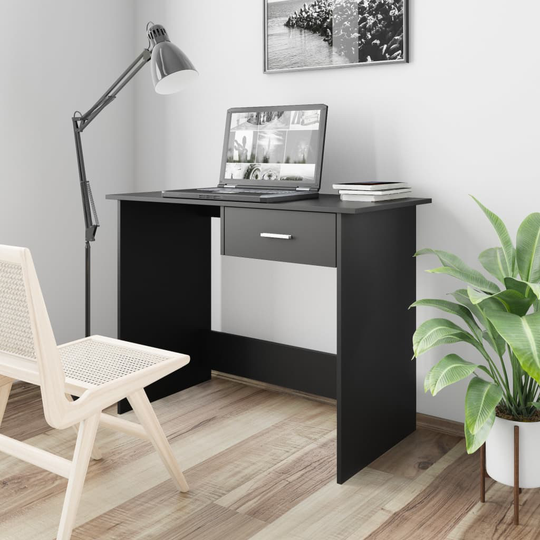 vidaXL Skrivbord svart 100x50x76 cm spånskiva