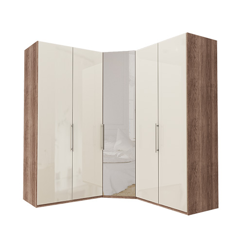 Garderob Atlanta - Mörk rustik ek 100 + hörn + 100, 236 cm