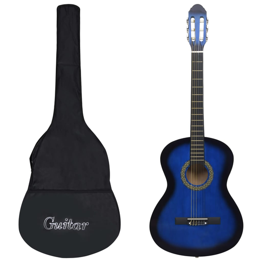 vidaXL Klassisk gitarr 12 delar blå 4/4 39"