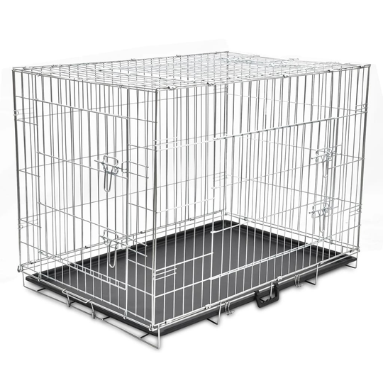 vidaXL Hopfällbar hundbur XL metall