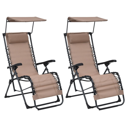 vidaXL Hopfällbara solstolar 2 st textilen taupe