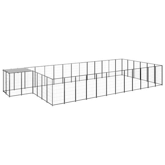 vidaXL Hundgård svart 22,99 m² stål