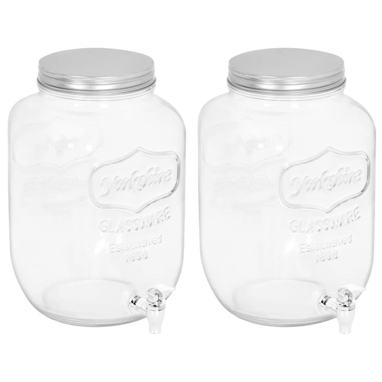 vidaXL Glasbehållare med tappkran 2 st 8050 ml glas