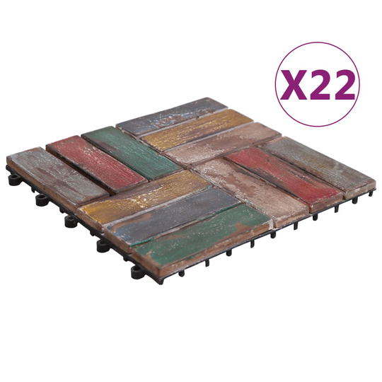 vidaXL Trall 22 st 30x30 cm massivt återvunnet trä