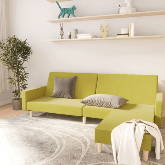 vidaXL Bäddsoffa 2-sits med fotpall grön tyg