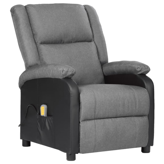 vidaXL Massagefåtölj ljusgrå konstläder och tyg