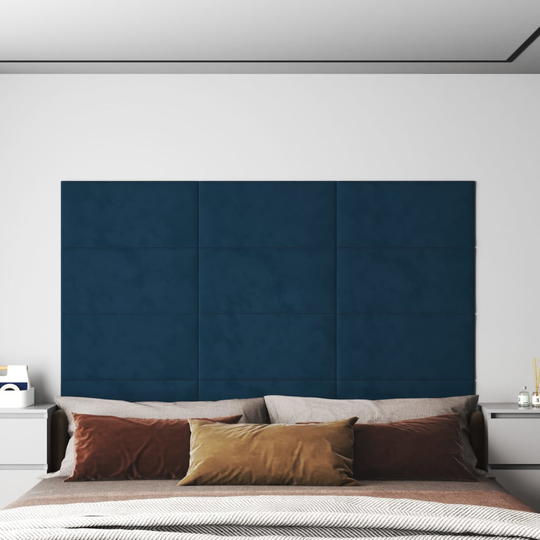 vidaXL Väggpaneler 12 st blå 60x30 cm sammet 2,16 m²