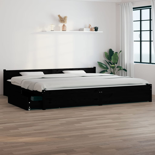 vidaXL Sängram med lådor svart 200x200 cm