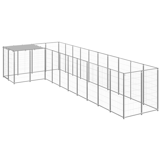vidaXL Hundgård silver 7,26 m² stål