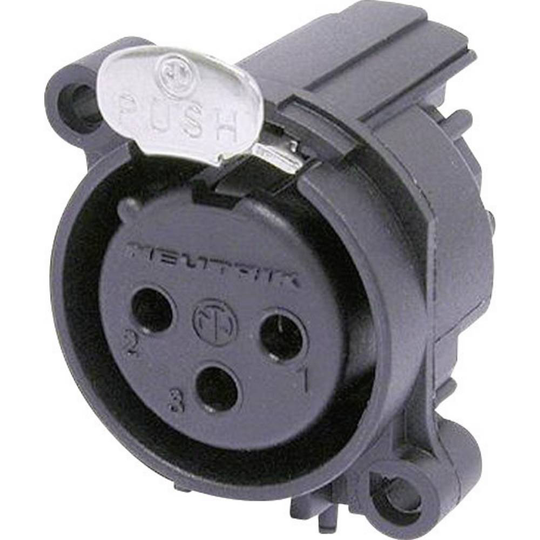 Neutrik NC3FAAH1 NC3FAAH1 XLR-kontakter Flänsanslutning vinklad kontakt Antal poler: 3 Svart 1 st