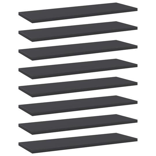 vidaXL Hyllplan 8 st grå 60x20x1,5 cm spånskiva