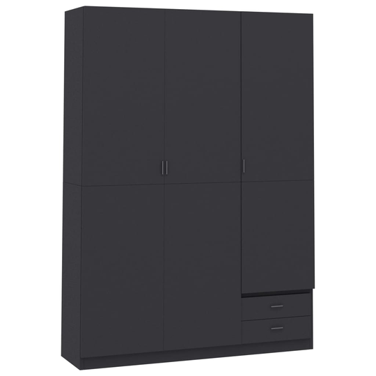 vidaXL Garderob 3 dörrar grå 120x50x180 cm spånskiva