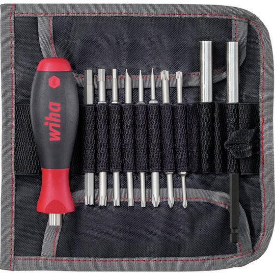Wiha 44576 Bit-Set 20 delar T-Profil, Stjärnspår Pozidriv, Stjärnspår Phillips, Spår, Inner-sexkantig inkl. bithållare