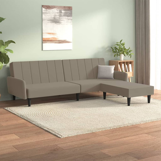 vidaXL Bäddsoffa 2-sits med pall ljusgrå sammet