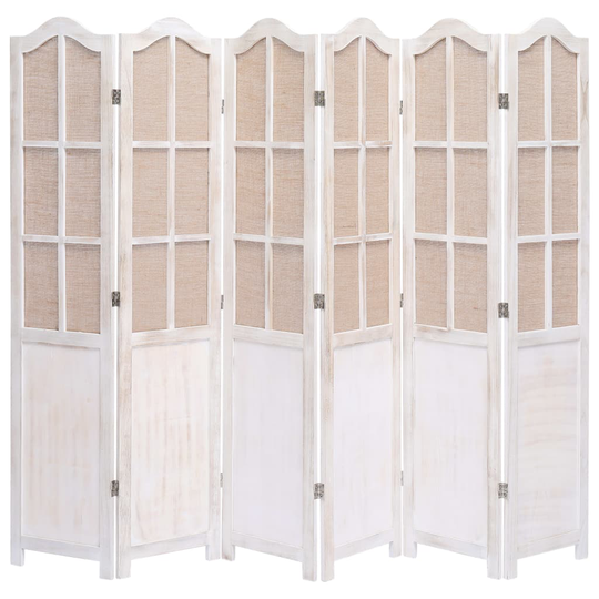 vidaXL Rumsavdelare 6 paneler vit 210x165 cm tyg