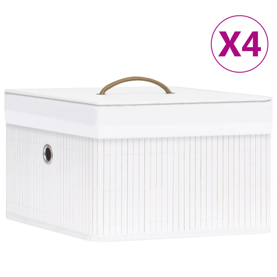 vidaXL Förvaringslådor bambu 4 st vit