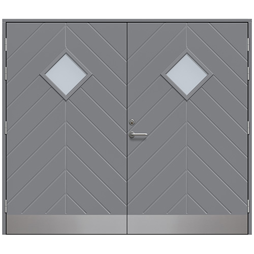 Slagport Saxtorp 2400 x 2000 mm, Frostat glas, Askgrå