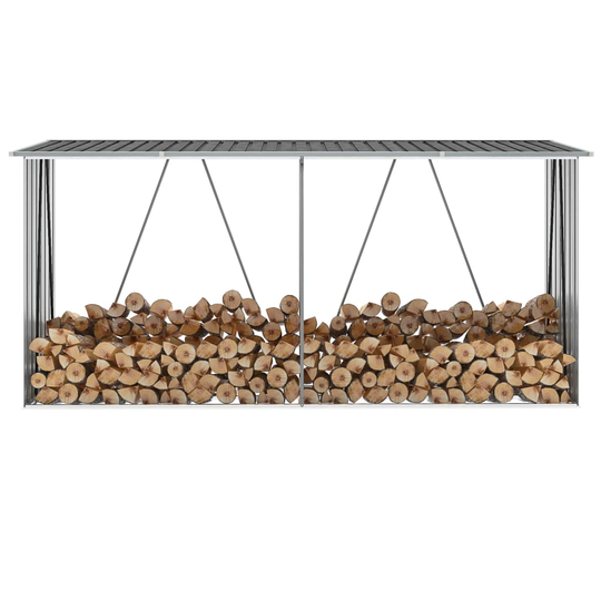 vidaXL Vedskjul galvaniserat stål 330x84x152 cm antracit