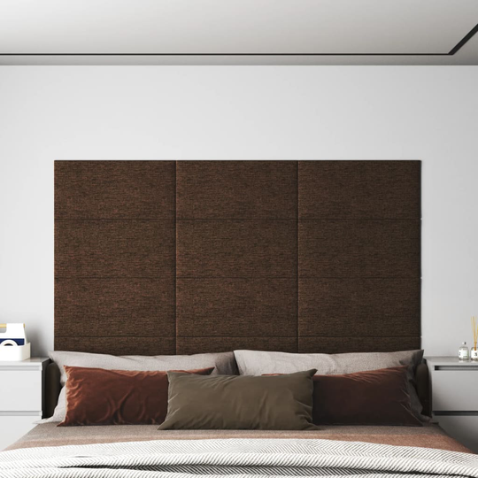 vidaXL Väggpaneler 12 st brun 60x30 cm tyg 2,16 m²