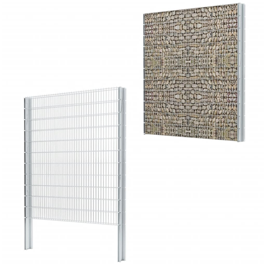 vidaXL 2D Gabionmur galvaniserat stål 2,008x2,23m 10m (total) silver