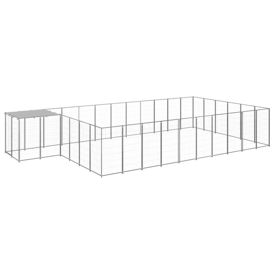 vidaXL Hundgård silver 19,36 m² stål