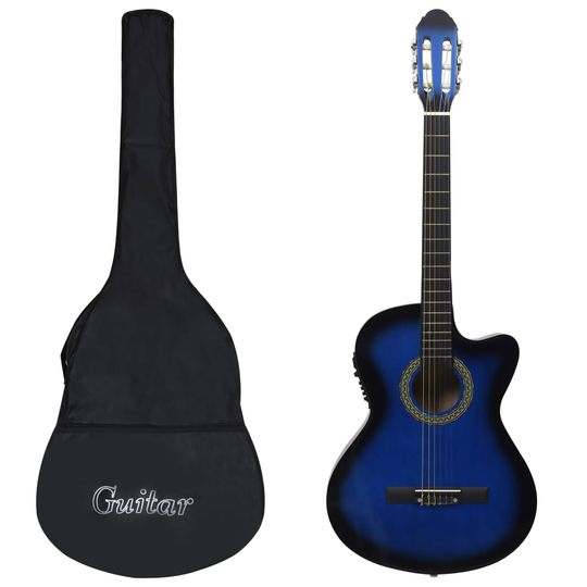 vidaXL Gitarr western 12 delar med EQ-pedal och 6 strängar blå