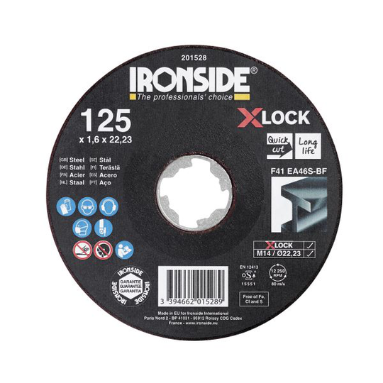 Ironside 201528 Kapskiva 125 cm, X-LOCK, för stål, F41 125x1,6x22,23 mm