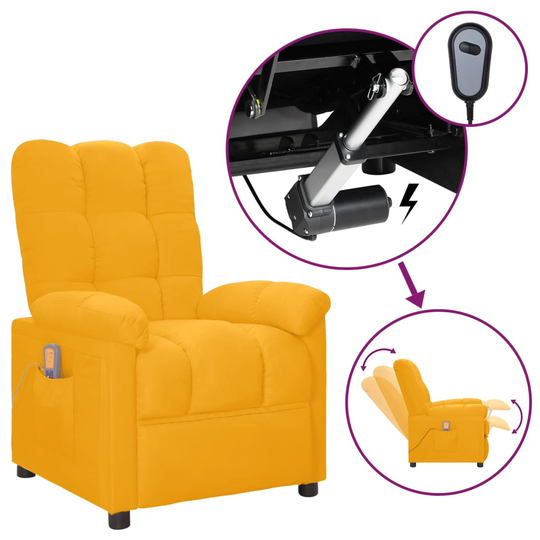 vidaXL Elektronisk massagefåtölj Gul tyg