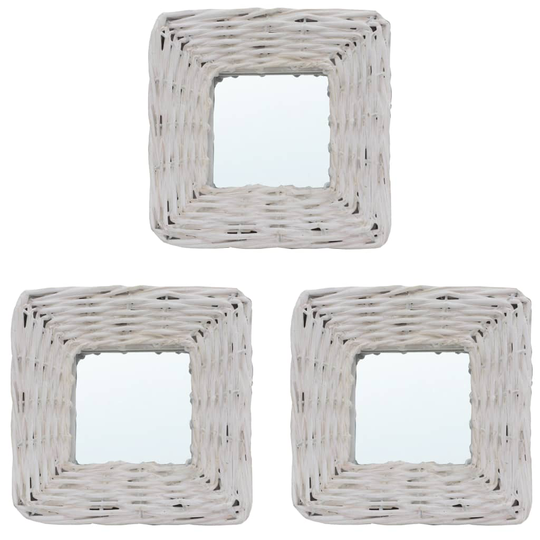 vidaXL Speglar 3 st vit 15x15 cm korgmaterial