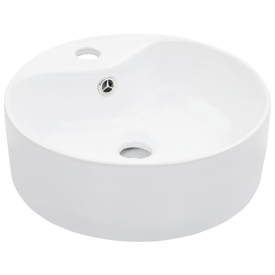 vidaXL Handfat med bräddavlopp 36x13 cm keramik vit