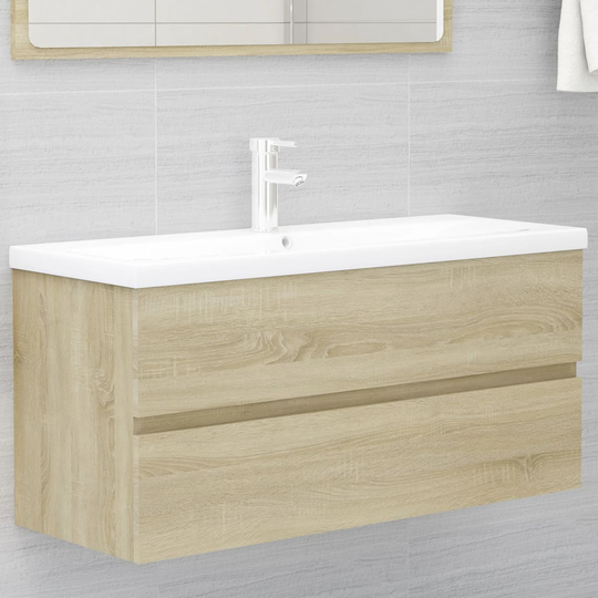 vidaXL Tvättställsskåp sonoma-ek 100x38,5x45 cm spånskiva
