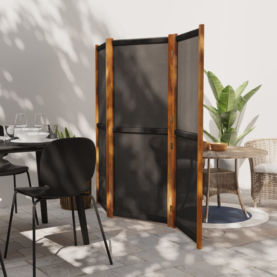 vidaXL Rumsavdelare 3 paneler svart 210x180 cm