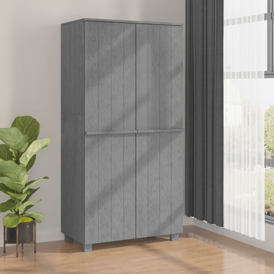vidaXL Garderob mörkgrå 89x50x180 cm massiv furu
