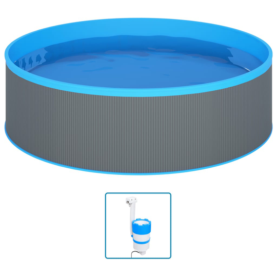 vidaXL Plaskpool med hängande skimmer och pump 350x90 cm grå