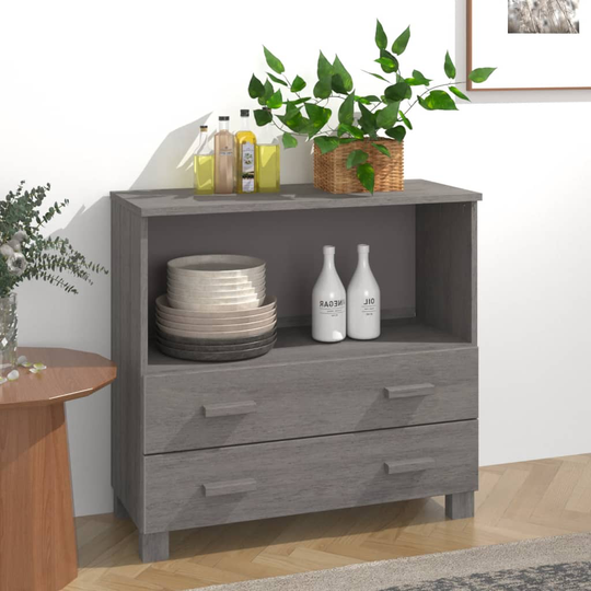 vidaXL Skänk ljusgrå 85x35x80 cm massiv furu