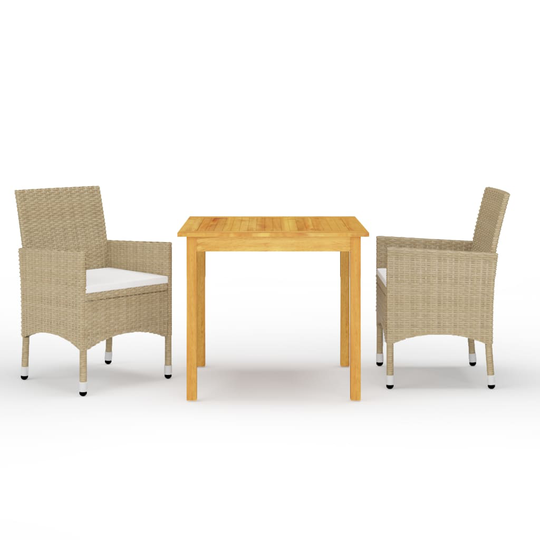 vidaXL Matgrupp för trädgården 3 delar beige