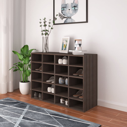 vidaXL Skohylla spånskiva 92x30x67,5 cm grå sonoma-ek
