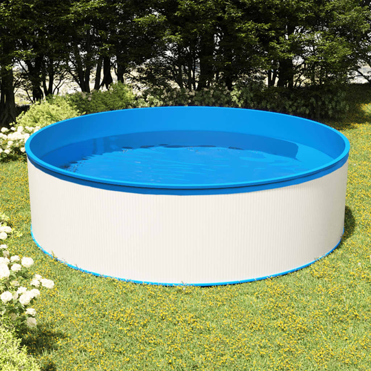 vidaXL Plaskpool med stege och pump 350x90 cm vit