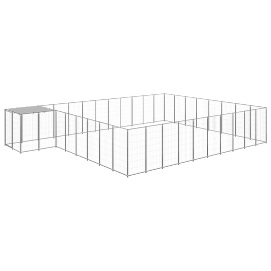 vidaXL Hundgård silver 25,41 m² stål