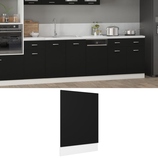 vidaXL Front för diskmaskin svart 45x3x67 cm spånskiva