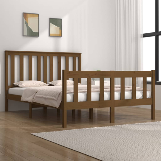 vidaXL Sängram honungsbrun massiv furu 135x190 cm 4FT6