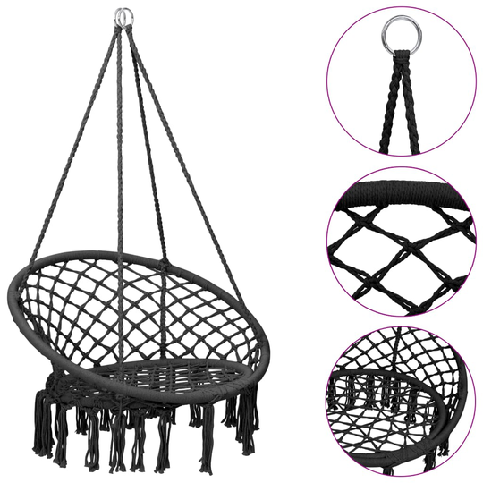 vidaXL Hängmatta 80 cm antracit
