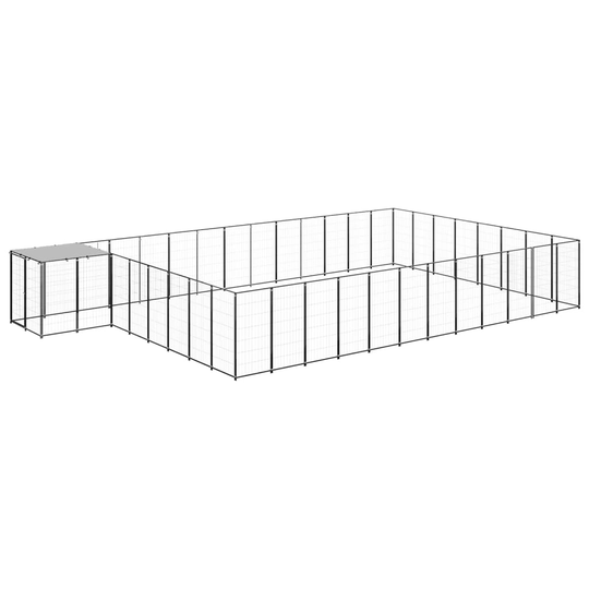 vidaXL Hundgård svart 30,25 m² stål