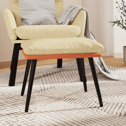 vidaXL Fotpall gräddvit & orange 45x29,5x39 cm tyg och konstläder