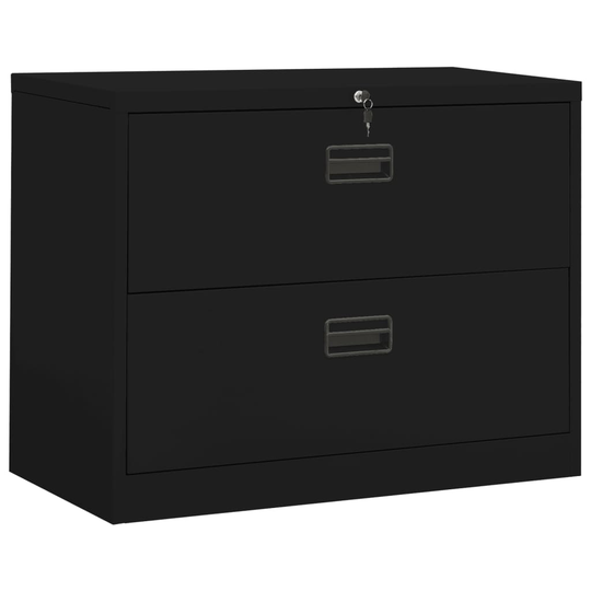 vidaXL Dokumentskåp svart 90x46x72,5 cm stål