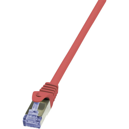 LogiLink CQ5064S RJ45 Nätverk Anslutningskabel CAT 6A S/FTP 3.00 m Röd Flamskyddsmedel, Halogenfri, med låsskydd