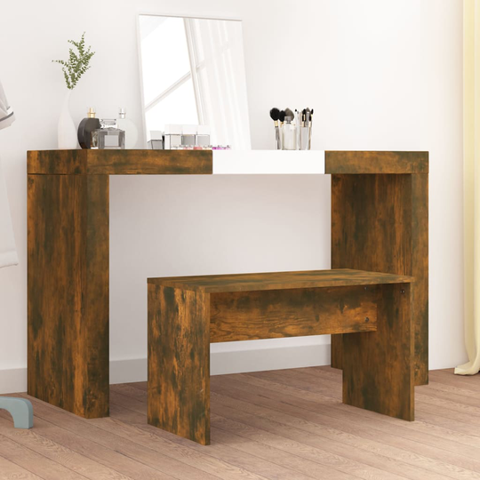 vidaXL Sminkpall rökfärgad ek 70x35x45 cm konstruerat trä