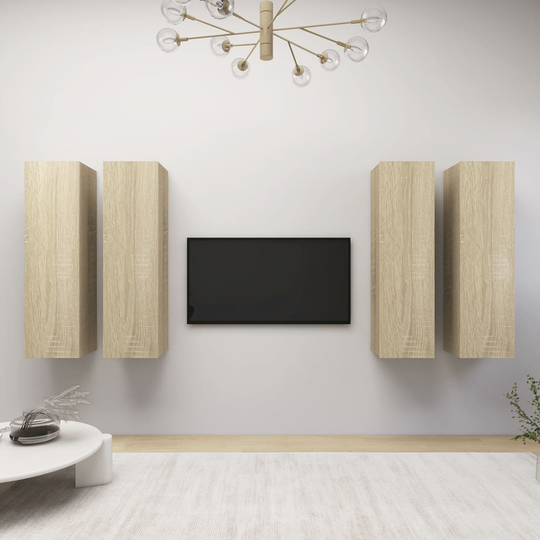 vidaXL TV-skåp 4 delar sonoma-ek 30,5x30x110 cm spånskiva